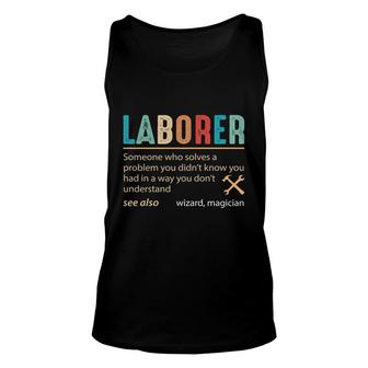 Laborer Definition Magician Funny Job Title Vintage Style Unisex Tank Top - Thegiftio UK