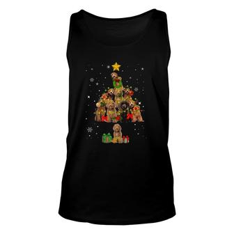 Labradoodle Dogs Christmas Tree Lights Ornament Pajama Tank Top | Mazezy