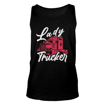 Lady Trucker 18 Wheeler Freighter Truck Driver Unisex Tank Top | Mazezy
