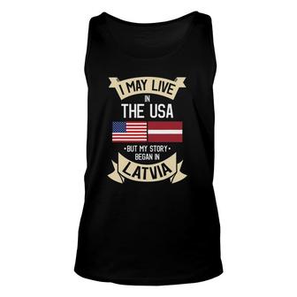 Latvia American Flag Usa Latvian Roots Gifts Unisex Tank Top | Mazezy