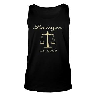 Law School Graduation Gift For Lawyers Est 2022 Graduates Unisex Tank Top | Mazezy