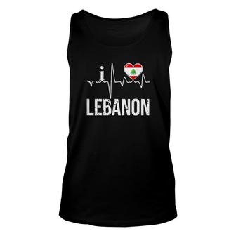 Lebanon Independence Day Lebanese I Love Lebanon Heartbeat Unisex Tank Top | Mazezy