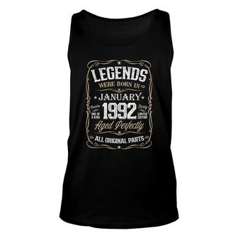 Legends Were Born In 1992 January Awesome Since Vintage Birthday Unisex Tank Top - Seseable