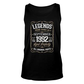 Legends Were Born In 1992 September Awesome Since Vintage Birthday Unisex Tank Top - Seseable