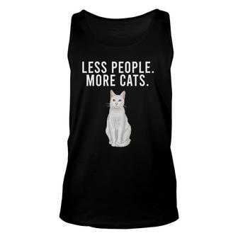 Less People More Cats Khao Manee Funny Introvert Unisex Tank Top | Mazezy