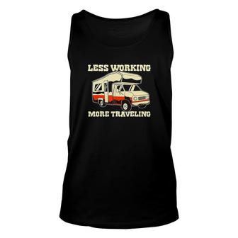 Less Working More Traveling Unisex Tank Top | Mazezy