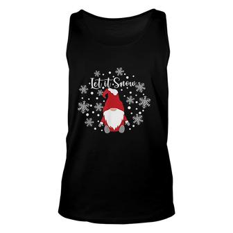 Let It Snow Gnomes In Red And Snowflake Merry Christmas Unisex Tank Top - Thegiftio UK