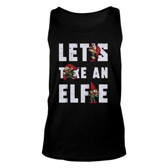 Let's Take An Elfe Christmas Holidays Santa Claus Raglan Baseball Tee Tank Top | Mazezy