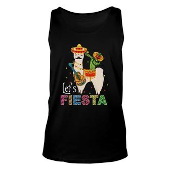 Let's Fiesta Llama Cinco De Mayo Cactus Sombrero Maracas Unisex Tank Top | Mazezy