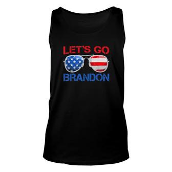 Let’S Go Brandon Chant American Flag Sunglasses Tee Unisex Tank Top | Mazezy