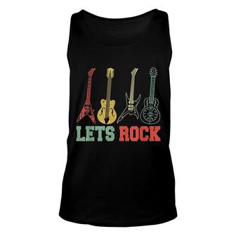 Lets Rock Rock N Roll Guitar Retro Gift Unisex Tank Top | Mazezy