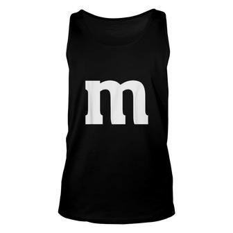 Letter M Lower Case Alphabet Matching Lazy Halloween Costume Tank Top | Mazezy