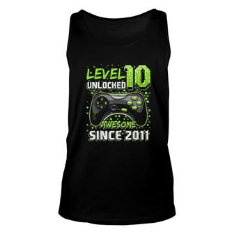 Level 10 Unlocked Awesome 2011 Video Game 10th Birthday Gift Unisex Tank Top - Seseable