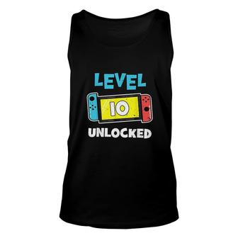 Level 10 Unlocked Gamer 10th Birthday Gift Video Game Lovers Unisex Tank Top - Seseable