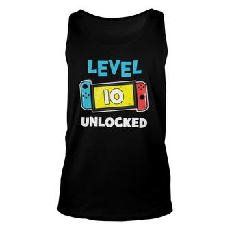 Level 10 Unlocked Gamer 10Th Birthday Video Game Lovers Unisex Tank Top | Mazezy