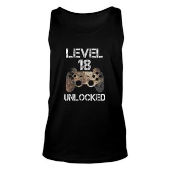 Level 18 Unlocked Boys 18th Birthday 18 Year Old Gamer Boys Unisex Tank Top - Seseable