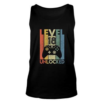 Level 18 Unlocked Funny Video Gamer 18th Birthday Gift Cute Unisex Tank Top - Seseable