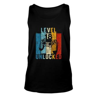 Level 18 Unlocked Video Gamer 18 Year Old 18th Birthday Gift Great Unisex Tank Top - Seseable