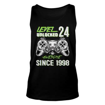 Level 24 Unlocked Video Gamer 24 Years Old 24 Birthday Unisex Tank Top | Mazezy