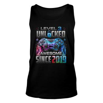 Level 3 Unlocked Awesome Since 2019 3Rd Birthday Gaming Unisex Tank Top | Mazezy