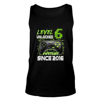 Level 6 Unlocked Awesome Since 2016 6th Birthday Boy Unisex Tank Top - Seseable