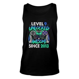 Level 9 Unlocked Awesome Since 2013 9th Birthday Gaming Unisex Tank Top - Seseable