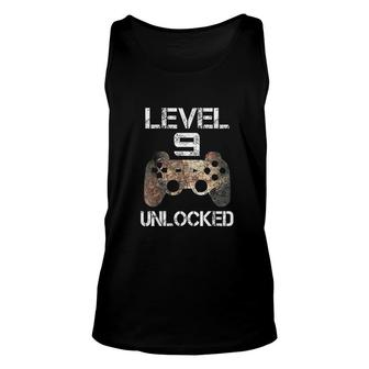 Level 9 Unlocked Boys 9th Birthday 9 Year Old Gamer Gift Unisex Tank Top - Seseable
