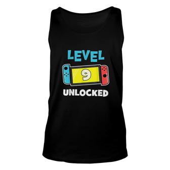 Level 9 Unlocked Gamer 9th Birthday Gift Video Game Lovers Unisex Tank Top - Seseable