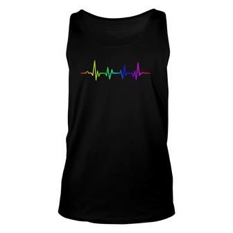 Lgbt Awareness Gay And Lesbian Pride Heartbeat Lifeline Unisex Tank Top | Mazezy