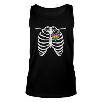 Lgbt Gay Heart Skeleton Ribs X-Ray Rainbow Halloween Costume Tank Top | Mazezy