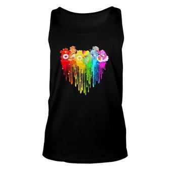 Lgbt Pride Month Muti-Corlored Teddy Bear And Melting Heart Unisex Tank Top | Mazezy