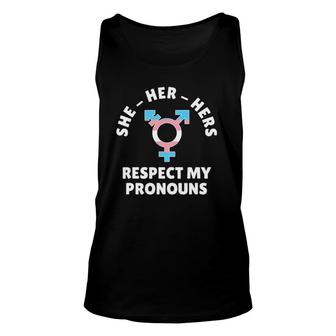 Lgbt Pride She Her Hers Respect My Pronouns Unisex Tank Top | Mazezy