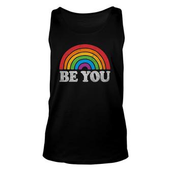 Lgbtq Be You Gay Pride Lgbt Ally Rainbow Flag Retro Vintage Unisex Tank Top | Mazezy DE