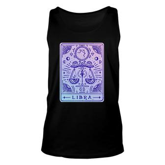 Libra Astrology & Zodiac Sign Art Tarot Card Style Drawn Unisex Tank Top | Mazezy