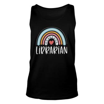 Librarian Gifts For Women Funny School Librarian Rainbow Unisex Tank Top | Mazezy