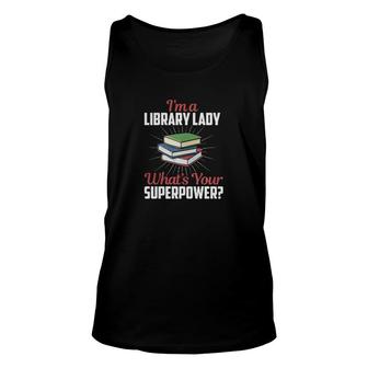 Librarian Superhero Library Lady Librarian Gift Unisex Tank Top - Thegiftio UK
