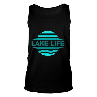Life Is Better By The Lake Blue Circle Unisex Tank Top - Thegiftio