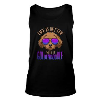 Life Is Better With A Goldendoodle Cute Doodle Dad Golden Doodle Dog Unisex Tank Top - Thegiftio UK