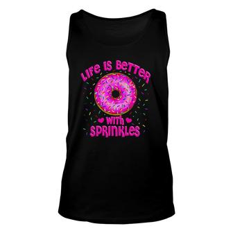Life Is Better With Sprinkles Pink Donut Sweets Lover Unisex Tank Top | Mazezy UK