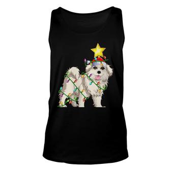 Womens Lighting Xmas Tree Matching Santa Great Pyrenees Christmas Tank Top | Mazezy