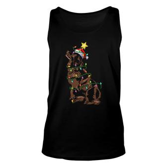 Lighting Xmas Tree Matching Santa Newfoundland Dog Christmas Tank Top | Mazezy