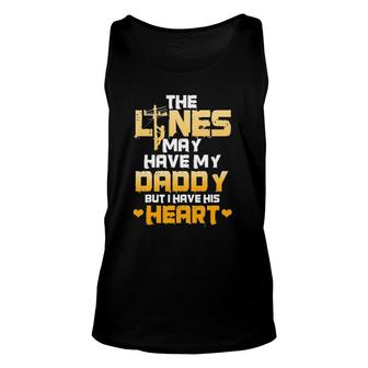 Lineman Dad I Have My Daddy's Heart Father's Day Kid Unisex Tank Top | Mazezy