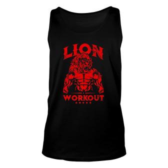 Lion Workout Beast Muscles Motivation Fitness Gym - Quote Unisex Tank Top | Mazezy