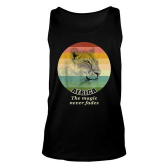 Lioness Face On Vintage Retro Sunset Magic Of Africa Unisex Tank Top | Mazezy