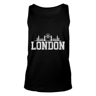 London Skyline Uk United Kingdom Union Jack England Souvenir Tank Top | Mazezy