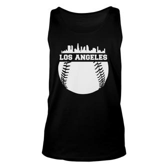 Los Angeles Baseball Fan Skyline Cool Sports Lovers Gifts Unisex Tank Top | Mazezy