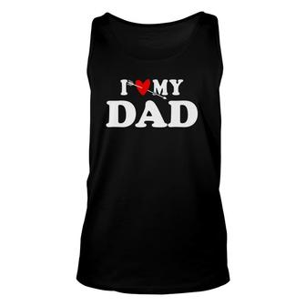 I Love My Dad With Heart Father's Day Wear For Kids Boy Girl Tank Top | Mazezy
