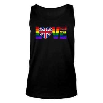 Love Gay Pride Gay Rainbow British Flag Unisex Tank Top | Mazezy