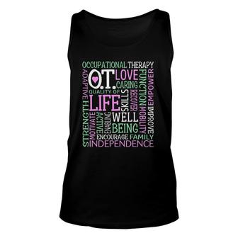 Love Occupational Therapy Ot Cota Word Art Independence Unisex Tank Top | Mazezy
