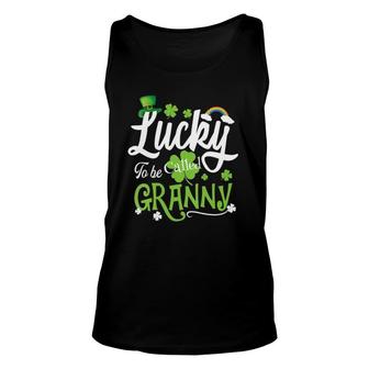 Womens Lucky To Be Called Granny Shamrock St Patrick's Day V-Neck Tank Top | Mazezy